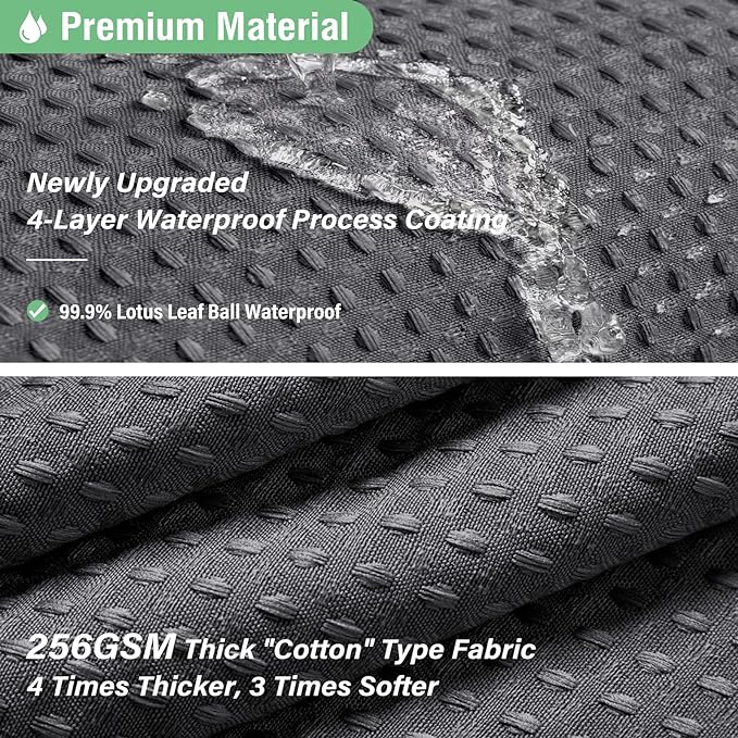Dynamene Charcoal Grey Fabric Shower Curtain - Waffle Weave Textured Heavy Duty Cloth Shower Curtains for Bathroom, 256GSM Hotel Luxury Weighted Bath Curtain Set with 12 Plastic Hooks,72x72