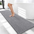 OLANLY Thick Bathroom Runner Rugs 59x20, Extra Soft Absorbent Chenille Bath Rugs, Rubber Backing, Machine Wash Dry, Long Bath Mats for Bathroom Floor, Tub and Shower, Home Decor Accessories, Grey