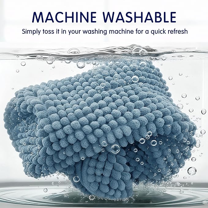 SUBRTEX Bathroom Rugs, 24" x 60" Chenille Bath Rug Soft Short Plush Bath Mat Soft Shower Mat Water Absorbent Shower Mat Quick Dry Machine Washable, Stone Blue