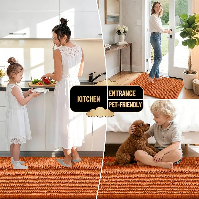 OLANLY Thick Bathroom Rugs 36x24, Extra Soft Absorbent Chenille Bath Rugs, Rubber Backing, Machine Wash Dry, Bath Mats for Bathroom Floor, Tub and Shower, Home Decor Accessories, Clay