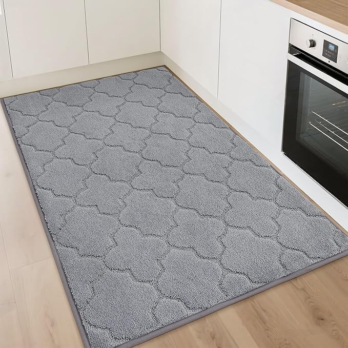 COSY HOMEER Kitchen Rugs 32"x48" Non-Slip Washable Kitchen Mats for Floor Absorbent Kitchen Carpet Soft Rugs for Kitchen,Sink Mat,Entrance,Area Rug,Grey