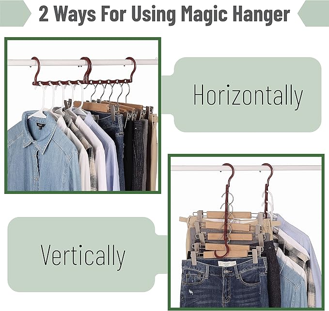 Mr. Pen- Space Saving Hangers, 8 pcs, 360° Rotating Hooks, Magic Cascading Hanger Organizer with 5 Enclosed Slots, Closet Organizers and Storage for Clothes, College Dorm Room Essentials