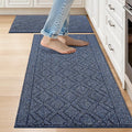 COSY HOMEER Kitchen Rugs Sets 2PCS,Non-Slip Washable Kitchen Mats for Floor,Absorbent and Stain Resistant Kitchen Runner Rugs for Kitchen Sink Laundry Entryway,20"x30"+20"x48",Heather Blue