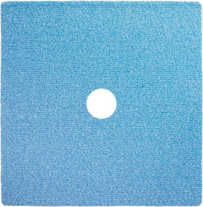 Enkosi Loofah Shower Mat with Drain Hole – Cushioned Anti-Slip Square Bath Mat for Showers, and Bathroom Floors – Textured PVC, Non Slip Safety Pad for Walk-in Stalls and Wet Areas (27x27 Aqua Blue)