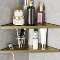 2 Pack Gold Corner Shower Shelves, 304 Stainless Steel Corner Wall Mounted Bathroom Organizer Caddy with Razor Slot, 10’’ Rust-Proof Floating Shelf for Shower Storage (Fits 90° Tile Walls,Holds 15lbs)