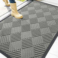 OLANLY Front Door Mat Outside Entrance 47x32, Absorbent, Heavy Duty Sturdy Natural Rubber Doormat Indoor Outdoor, Stain Fade Resistant, Non-Slip Low Profile Floor Mat for Entryway, Modern Gray Diamond