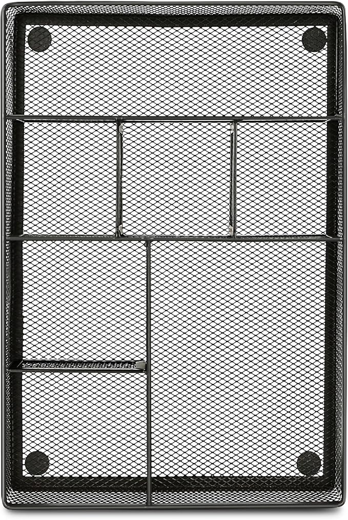 shenee Desk Drawer Organizer Tray,Drawer Organizer for Office and Home,Desk Organizer with Drawers,7 Compartments,Non-Slip Desk Organizers (Black, 12.3" L x 8.3" W x 1.8" H)