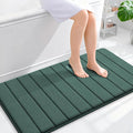 OLANLY Memory Foam Bath Mat 44x24, Super Soft Absorbent Bathroom Rugs, Quick Dry, Machine Washable Shower Floor Rugs, Bathmat Carpet, Bathroom Home Decor Accessories, Blackish Green