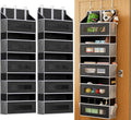 2 Pcak 5 Tier Over The Door Organizer - Large Capacity Behind Door Hanging Shelves with 10 Mesh Pockets and Clear Windows, Closet Organizers and Storage for Bathroom, Bedroom, Nursery, Black