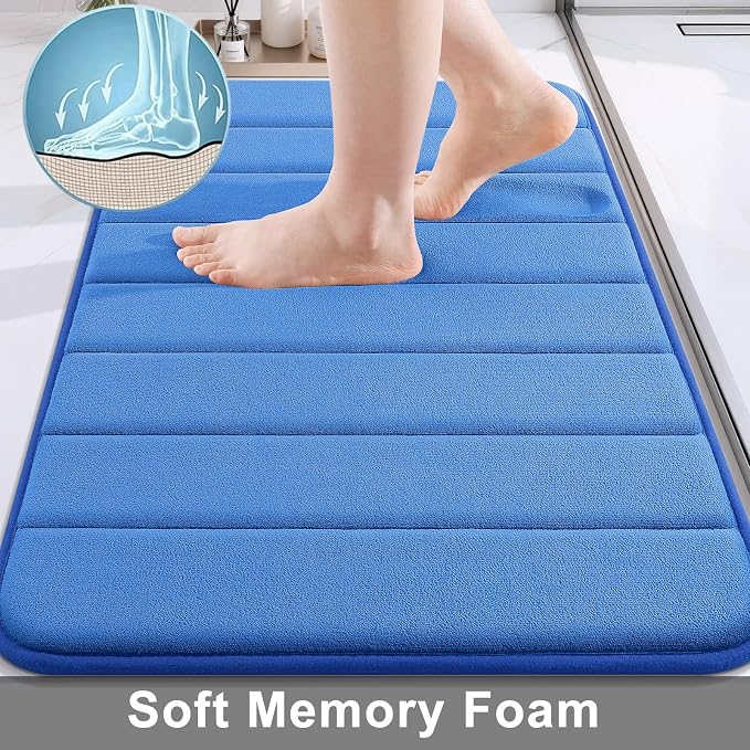 Buganda Memory Foam Bath Mat, 30" x 20", Ultra Soft and Non-Slip Bathroom Rugs, Water Absorbent and Machine Washable Bath Rug for Bathroom, Shower, and Tub, Royal Blue