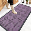 OLANLY Front Door Mat Outside Entrance 47x23, Absorbent, Heavy Duty Sturdy Natural Rubber Doormat Indoor Outdoor, Stain and Fade Resistant, Non-Slip Low Profile Floor Mat for Entryway, Violet Diamond