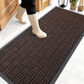 OLANLY Front Door Mat Outside Entrance 59x23, Absorbent, Heavy Duty Sturdy Natural Rubber Doormat Indoor Outdoor, Stain and Fade Resistant, Non-Slip Backing Low Profile Floor Mat for Entryway, Brown