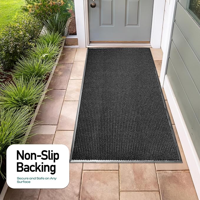 MaxMat® Extra Large Commercial Floor Mat, 3 x 5 Feet Heavy Duty, Waterproof, Low-Profile, Easy to Clean, Rubber Entry Mat (RIB0035BL, Black)