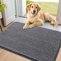Smiry Dog Door Mat for Muddy Paws 40x24, Absorbent Dirt Trapper, Non-Slip Washable Chenille Entryway Rug for Inside Floor, Dark Grey, Classic Solid