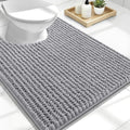 OLANLY Thick Toilet Rugs U-Shaped 24x20, Extra Soft Absorbent Shaggy Chenille Contour Bathroom Rugs for Toilet, Dry Quickly, Machine Washable, Non-Slip Bath Mat, Grey