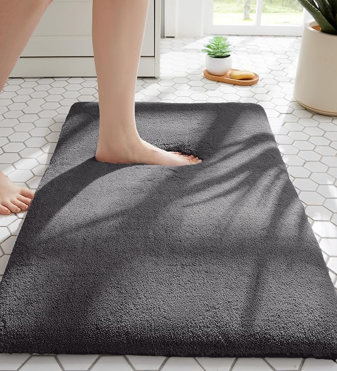 MINIDEAR Bathroom Rugs 36x24 Volcanic Gray - Thick Memory Foam Bath Mat, Ultra Soft & Plush Fluffy, Non-Slip, Quick Dry, Absorbent Washable Floor Microfiber Mat for Tub, Home Decor Accessories