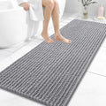 OLANLY Long Bathroom Rugs Runner 59x24, Thick Soft and Absorbent Chenille Bath Mat, Non-Slip, Machine Washable Quick Dry Bath Rugs for Tub Shower Floor, Home Decor Accessories, Grey