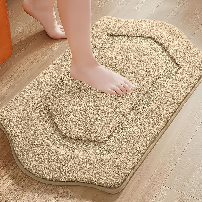 Bathroom Rug Mat, Extra Soft Absorbent Washable Bath Rug, Non-Slip Bath Mats for Bathroom, Tub and Shower, Beige, 20×32