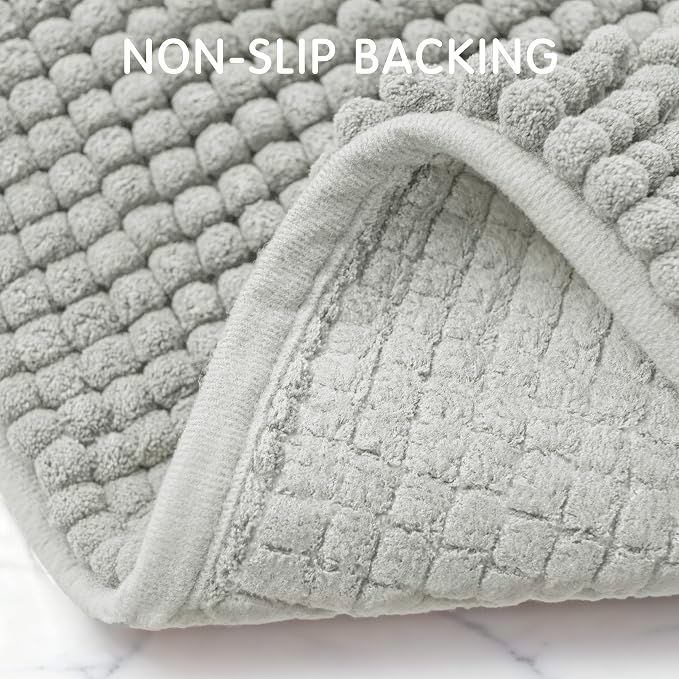 SUBRTEX Bathroom Rugs, 24" x 55" Chenille Bath Rug Soft Short Plush Bath Mat Soft Shower Mat Water Absorbent Shower Mat Quick Dry Machine Washable, Light Gray