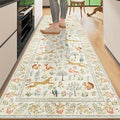 DUKINO 2x10 Rug for Hallway, Washable Kitchen Runner Rug with Non Slip Backing, Soft Low Pile Vintage Animal Runner for Bedroom, Kitchen, Hallway, Entryway, Laundry, White
