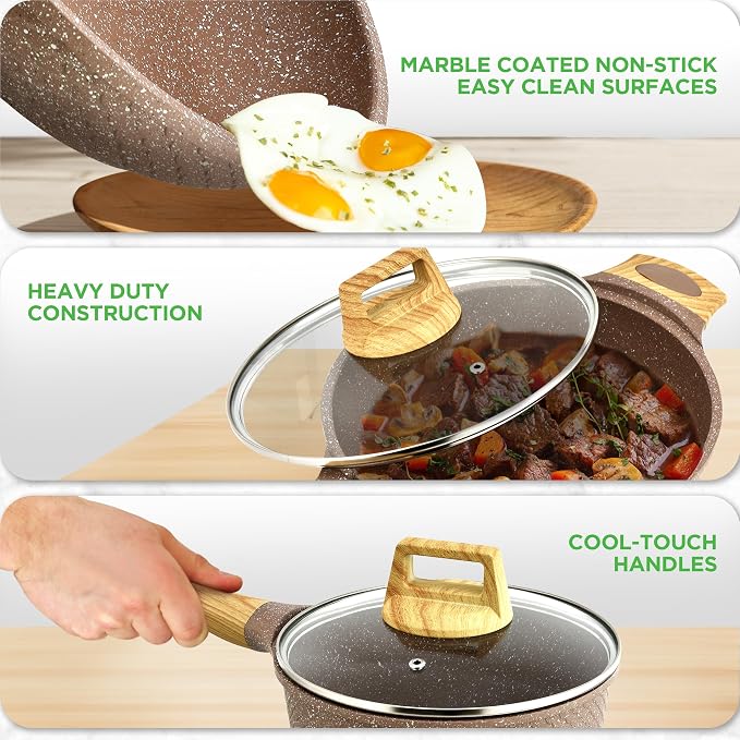 NutriChef 22‑Piece Non‑Stick Ceramic Pots and Pans Set – For All Cooktops Including Induction – PTFE & PFAS Free, Includes Bakeware & Utensils
