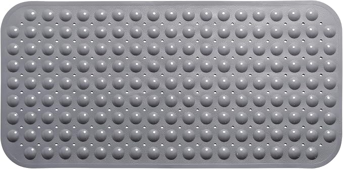 Large Non-Slip Bathtub & Shower Mat 31”x16” (Smooth/Non-Textured Tubs Only) Safe, Clean, Machine-Washable, Superior Grip&Drainage, Vinyl, Opaque Gray (Grey)