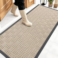 OLANLY Front Door Mat Outside Entrance 59x23, Absorbent, Heavy Duty Sturdy Natural Rubber Doormat Indoor Outdoor, Non-Slip, Stain and Fade Resistant, Low Profile Floor Mat for Entryway, Latte White