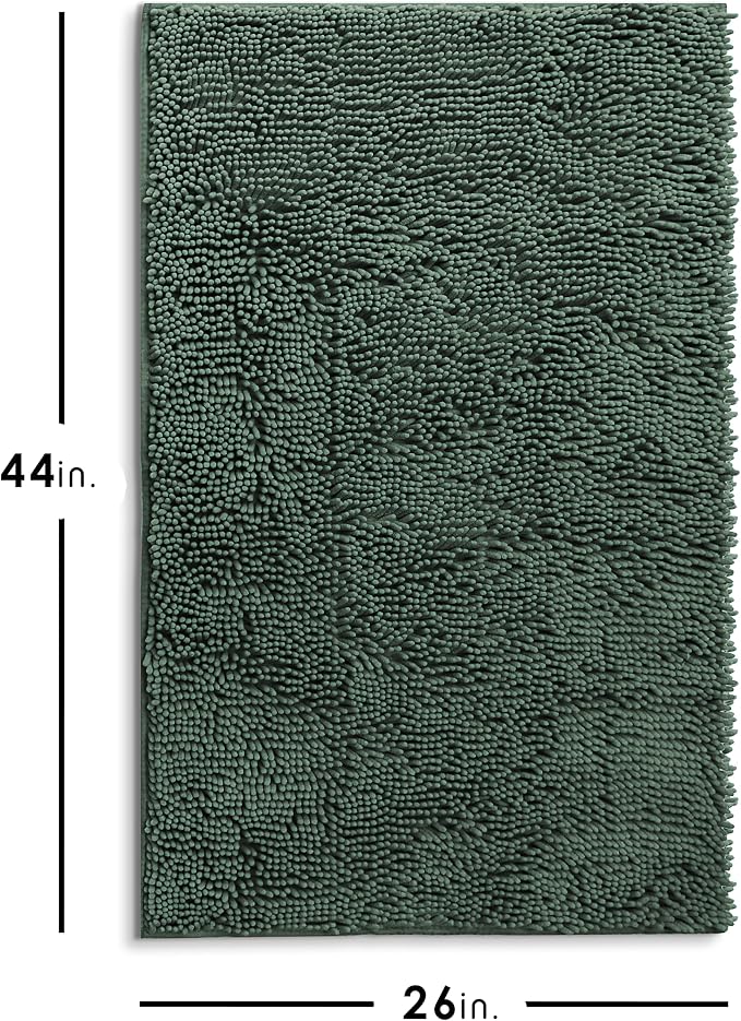 Hearth & Harbor Bathroom Rugs, Chenille Bath Mat - Machine Washable Bath Mats for Bathroom Non-Slip Backing Rubber, Quick Dry Bathroom Mat