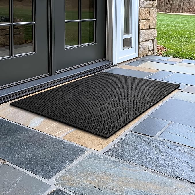 Mohawk Home Indoor Outdoor 2 Pack (2' 11" x 3' 10") Heavy Duty Rubber Floor Mat Anti Slip Restaurant Kitchen for Garage Garden Industrial Pool Entrance Bar Wet Area