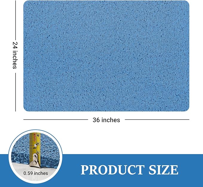 LuxStep Shower Mat Bathtub Mat,24x36 inch, Non-Slip Bath Mat with Drain, Quick Drying PVC Loofah Bathmat for Tub,Shower,Bathroom,Lake Blue