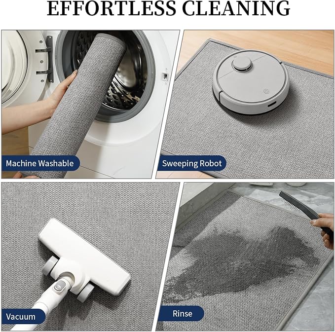 YIHOUSE Long Large Bathroom Rugs Sets 2 Piece, Quick Dry Thin Bath Mat, Non Slip Absorbent Machine Washable, Bath Runner Rug for Tub Sink Home Decor (24"x36" + 24"x59",Gray)