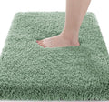Yimobra Fluffy Plush Bath Rug, Super Shaggy Soft Comfortable Non Slip, Water Absorbent Microfiber Bath Mat, Dries Quickly, Machine Washable Thick Bathroom Rugs for Shower, 56" X 24", Pure Light Green