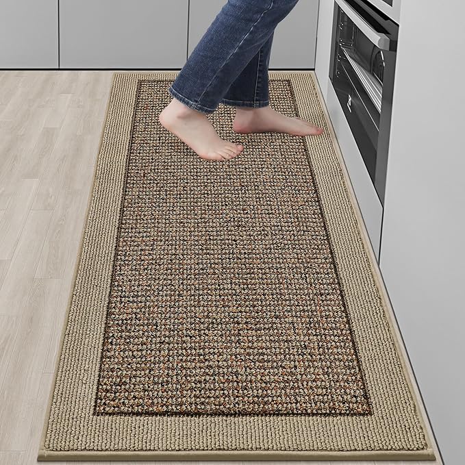 BEQHAUSE Kitchen Runner Rugs 24"x60", Kitchen Rugs Non-Slip Kitchen Mats for Floor, Absorbent and Stain Resistant Kitchen Mats, Machine Washable Rug for Kitchen, Hallway, Laundry & Sink, Taupe
