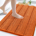 Grandaily Chenille Striped Bathroom Rugs 30x20, Extra Thick and Soft Absorbent Bath Mats, Rubber Backing, Plush Shaggy Shower Carpet, Machine Wash Dry, Bath Rug for Bathroom, Clay