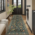 DUKINO 3x10 Washable Runner Rug for Hallway, Lightweight Long Kitchen Rug with Low Pile Design, Vintage Animal Non Shedding Thin Indoor Carpet for Entryway, Bathroom, Bedroom, Laundry Room, Black