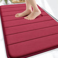 OLANLY Memory Foam Bath Mat 32x20, Super Soft Absorbent Bathroom Rugs, Quick Dry, Machine Washable Shower Floor Rugs, Bathmat Carpet, Bathroom Home Decor Accessories, Burgundy