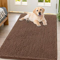 Smiry Dog Door Mat for Muddy Paws 47x32, Absorbent Dirt Trapper, Non-Slip Washable Chenille Entryway Rug for Inside Floor, Mocha, Classic Solid