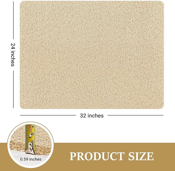 LuxStep Shower Mat Bathtub Mat,24x32 inch, Non-Slip Bath Mat with Drain, Quick Drying PVC Loofah Bathmat for Tub,Shower,Bathroom (Phthalate Free,Khaki)