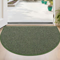 BEQHAUSE Dirt Trapper Door Mat 24" x 36" Half Circle Non-Slip Washable Doormats Entrance Rugs Absorbent Welcome Low Profile Floor Mats for Front Back Door and Entryway, Green