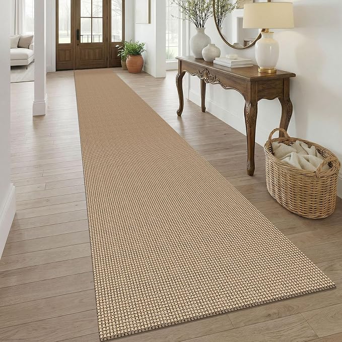 KOZYFLY Boho 3x20 Runners Rugs for Hallway, Extra Long Washable Runner Rug, Woven Non Slip Kitchen Runner, Cotton Entryway Rug, Floor Carpet for Entry, Aisle, Hall, Orange Beige/Tan/Brown
