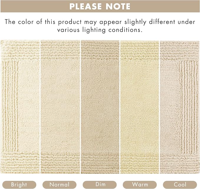 Madison Park Splendor Reversible 100% Cotton Tufted Bathroom Rug-3000 GSM Hotel Quality Luxurious Plush Medium Pile Bath Mat Absorbent, Quick Dry, Shower Room Décor, 24x72, Natural