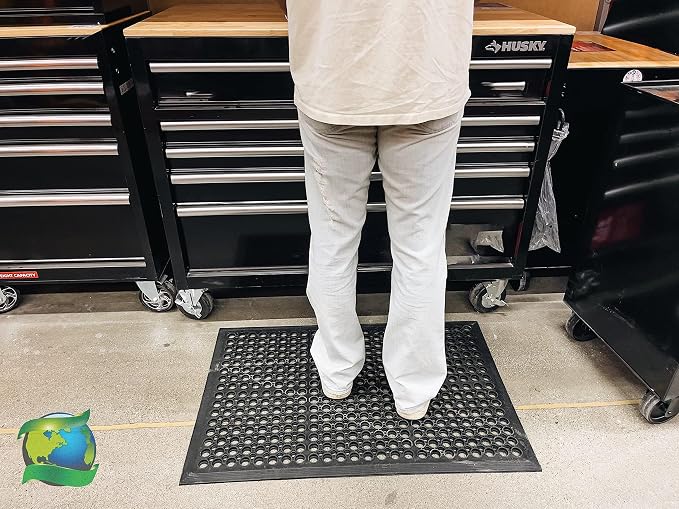 Envelor Anti Fatigue Mats for Kitchen Floor, Rubber Bar Mat, Non Slip Commercial Floor Mat with Drainage Holes, Indoor Outdoor Rubber Mat for Restaurant, Garage, Entryway, Entry Mat 24 x 36 in