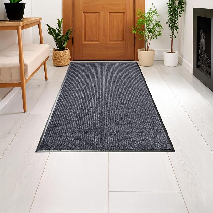 MaxMat® Extra Large Commercial Door Mat, Rubber Border Heavy Duty Door Mat, Waterproof, Low-Profile, Easy to Clean, Rubber Entry Mat. (Grey, 3 x 6 feet)