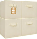 STORAGE MANIAC Storage Cubes, 11 Inch Collapsible Storage Bins with Handles, 4 Pack Fabric Foldable Bins for Organization, Durable Storage Bins for Closet, Shelves, Offices, 4-Pack Beige