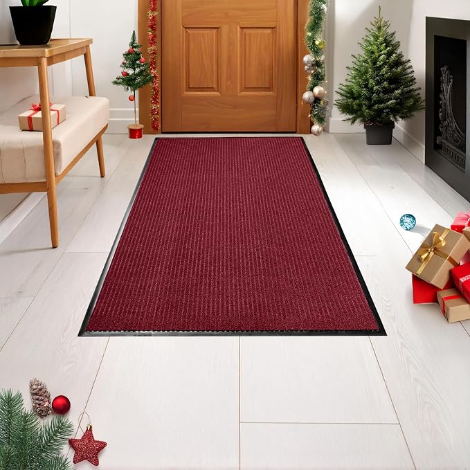 MaxMat® Extra Large Commercial Door Mat, Rubber Border Heavy Duty Door Mat, Waterproof, Low-Profile, Easy to Clean, Rubber Entry Mat. (Red, 3 x 5 Feet)