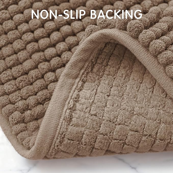 SUBRTEX Bathroom Rugs, 24" x 55" Chenille Bath Rug Soft Short Plush Bath Mat Soft Shower Mat Water Absorbent Shower Mat Quick Dry Machine Washable, Taupe Brown