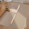 YIHOUSE Thin Bath Mat Khaki Bathroom Rugs Sets 3 Pieces, Non Slip Absorbent Bath Mats Quick Dry, Woven Braided Rugs Washable,Tapetes para Baño for Bathroom,Bathtub(17.5"x24"U+17"x24"+17"x47")