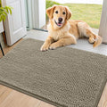 Smiry Dog Door Mat for Muddy Paws 36x24, Absorbent Dirt Trapper, Non-Slip Washable Chenille Entryway Rug for Inside Floor, Warm Taupe, Classic Solid