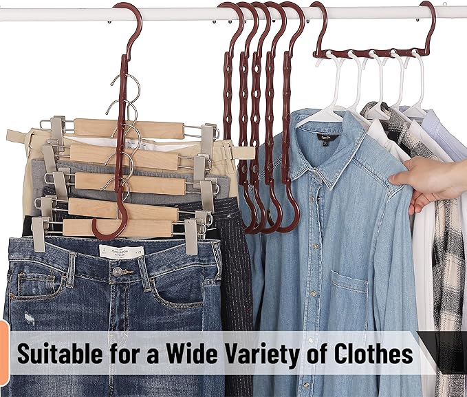 Mr. Pen- Space Saving Hangers, 8 pcs, 360° Rotating Hooks, Magic Cascading Hanger Organizer with 5 Enclosed Slots, Closet Organizers and Storage for Clothes, College Dorm Room Essentials