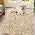 Smiry Dog Door Mat for Muddy Paws 44x32, Absorbent Dirt Trapper, Non-Slip Washable Chenille Entryway Rug for Inside Floor, Beige, Classic Solid